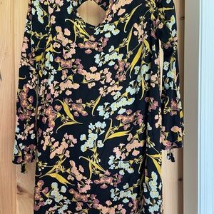 Black Floral Flowy Midi Dress